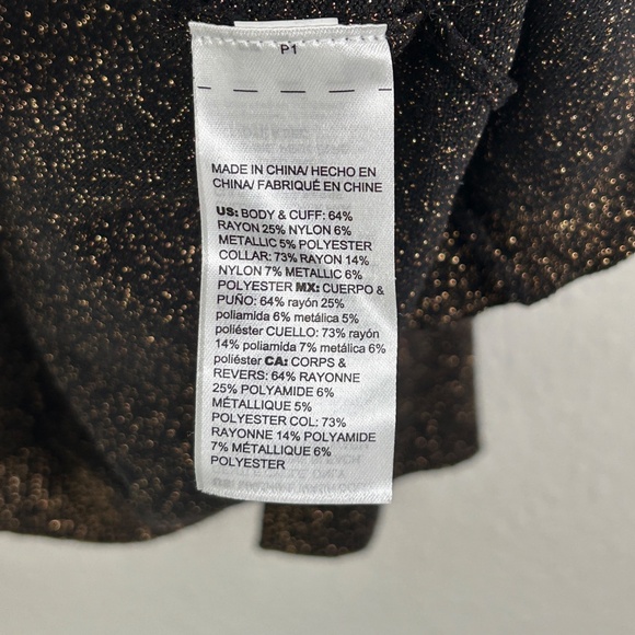 Chicos size 4 /XXL turtleneck pullover sweater metallic lurex black gold - Picture 11 of 12